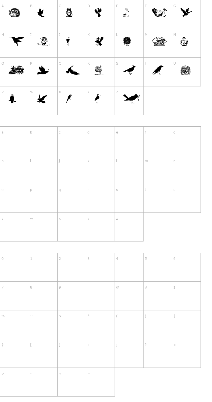 Character Map bird_csp Font