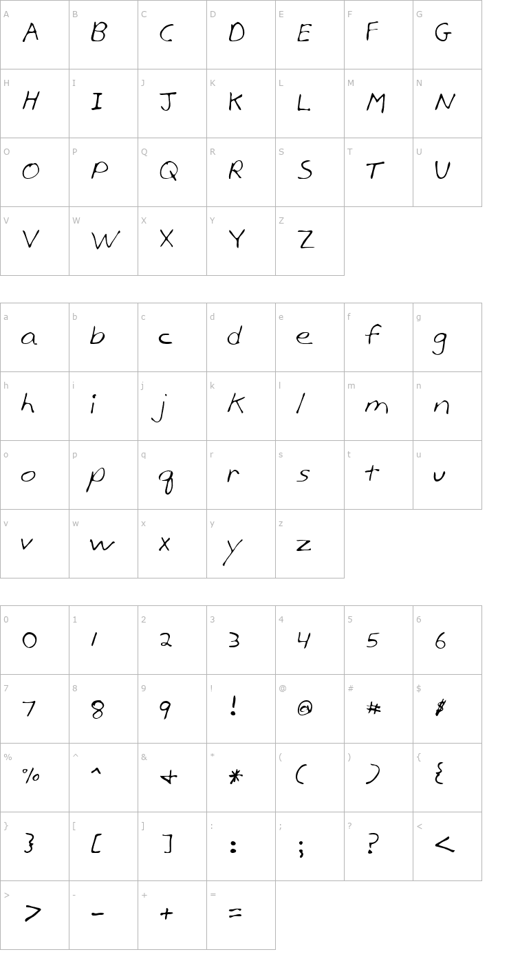 Character Map Birdlak Regular Font