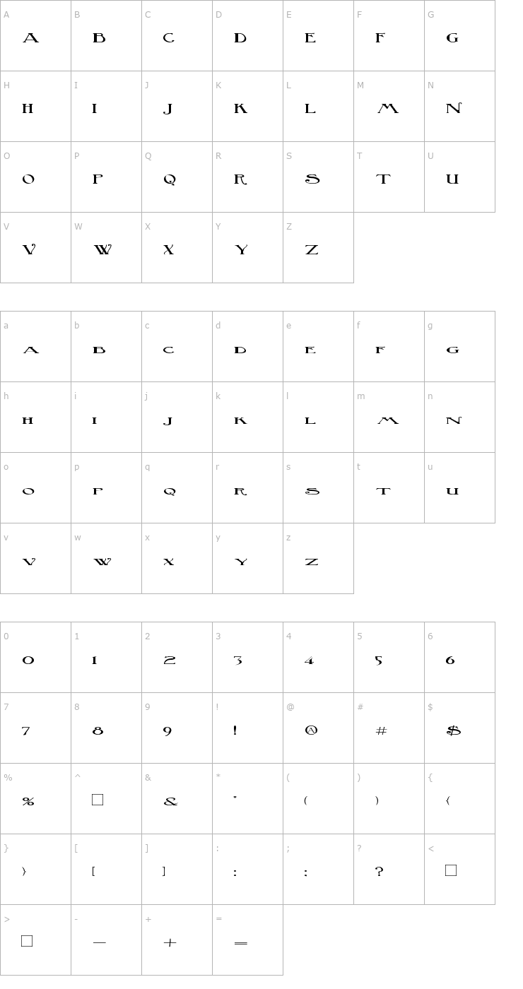 Character Map BirminghamSquat Font