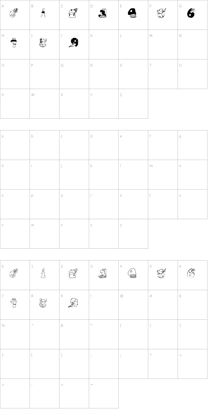 Character Map Birthday Digits Font