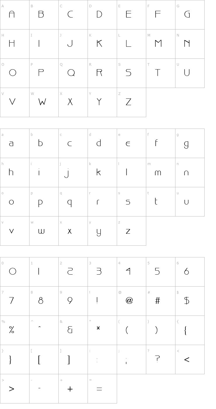 Character Map Bisque Regular Font