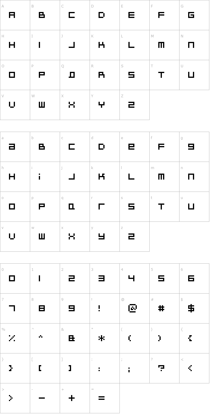 Character Map BitDust Two Font