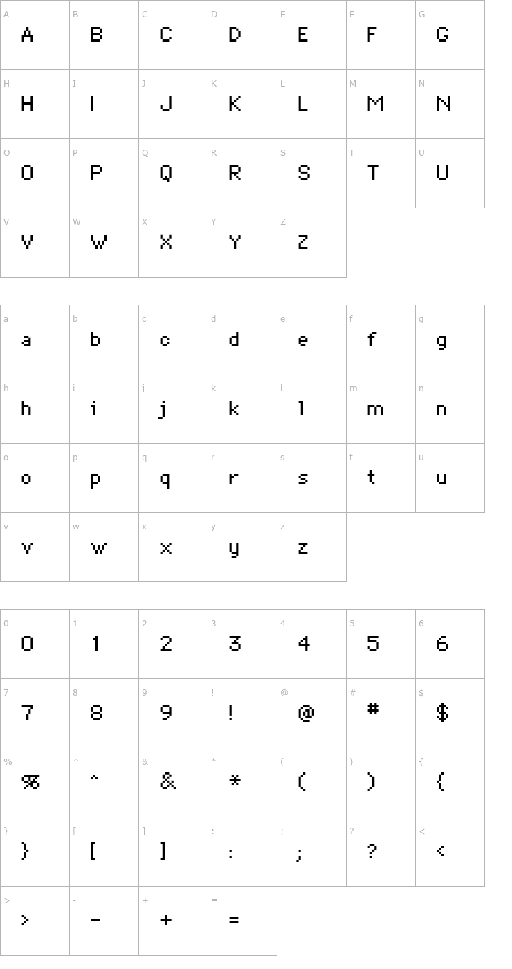 Character Map Bitmap Regular Font