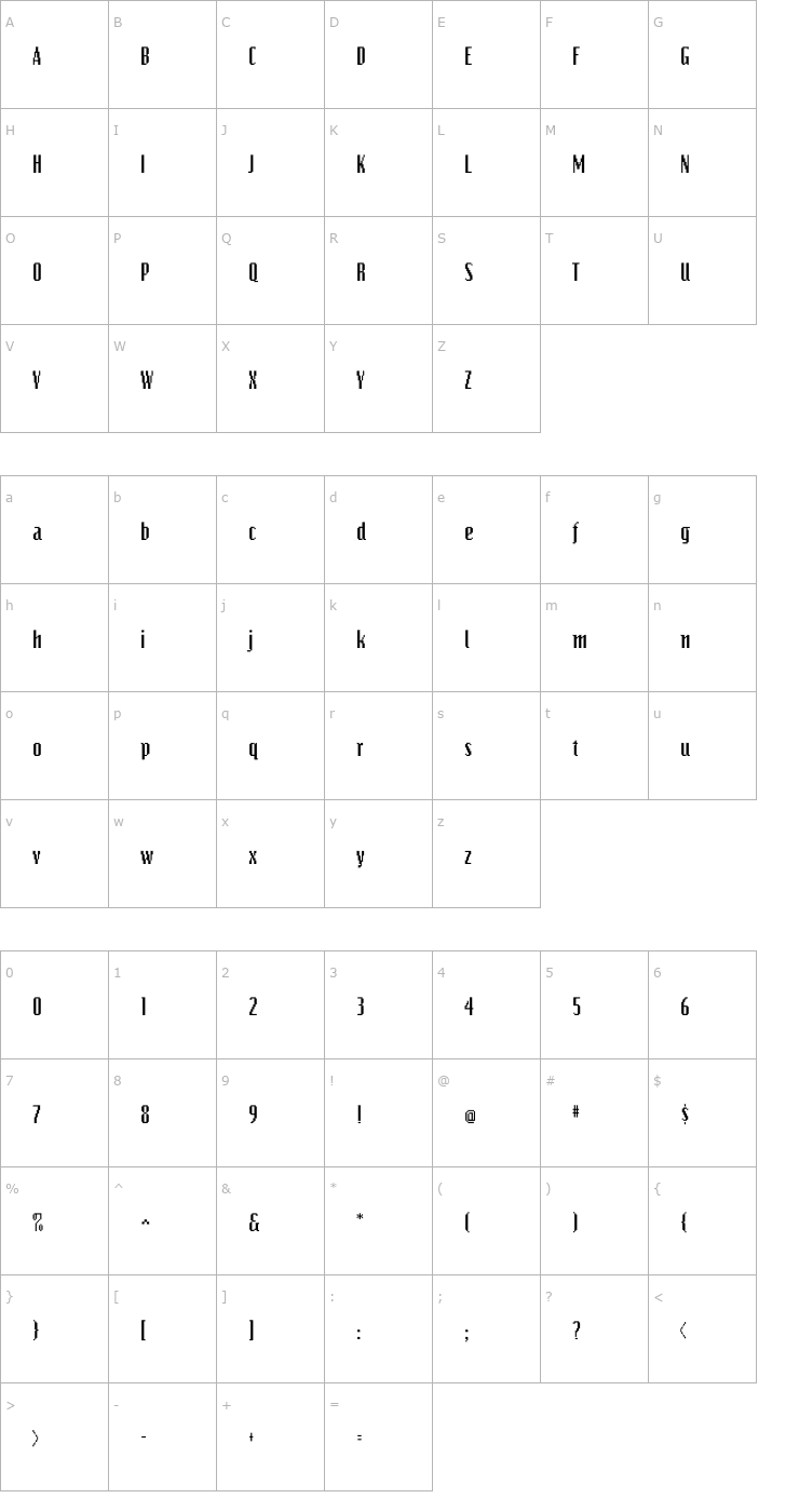 Character Map Bits Font