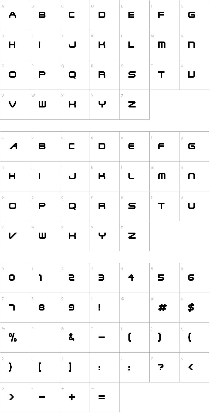 Character Map bitter pill Font