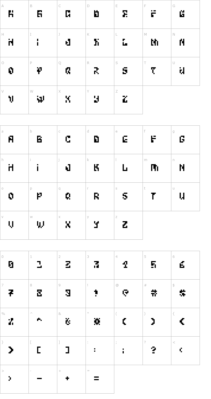 Character Map Bitwise Alpha Font