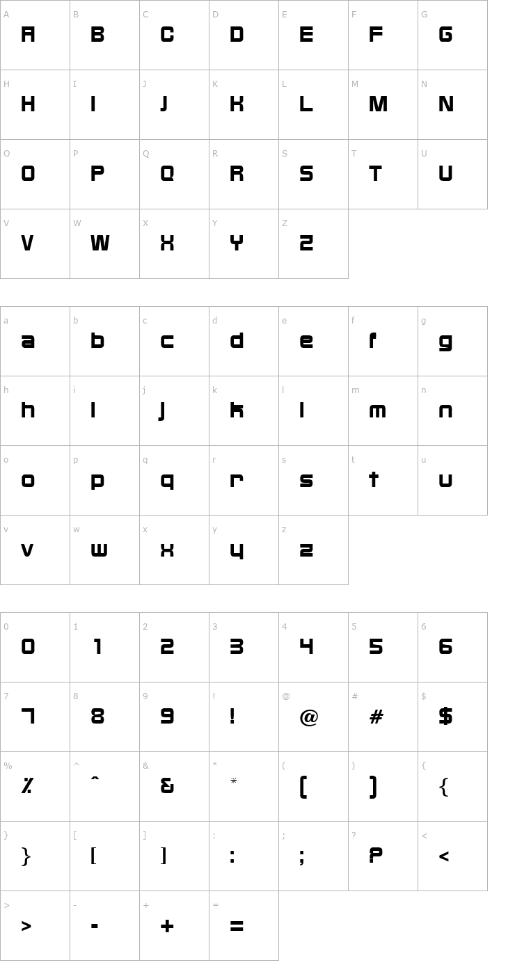 Character Map Bixby-Regular Font