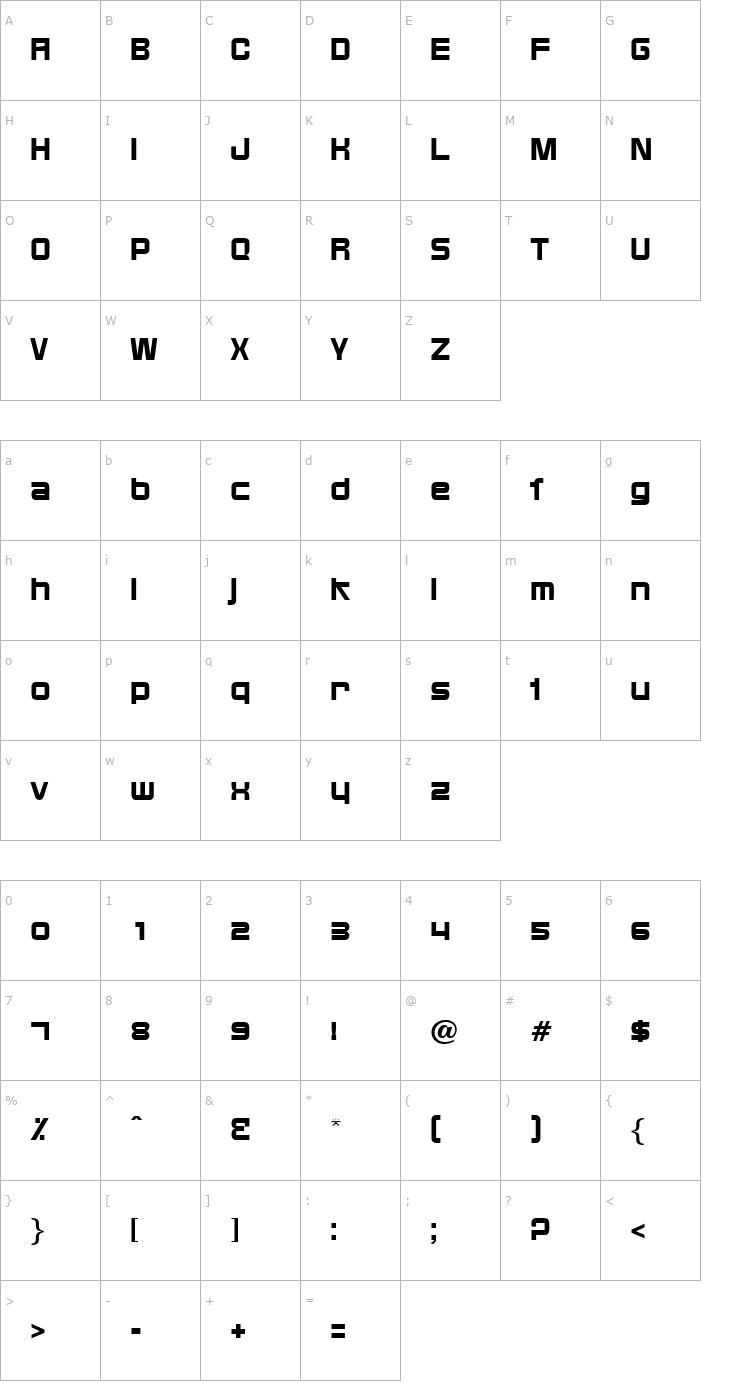 Character Map BixbySpecial-Regular Font