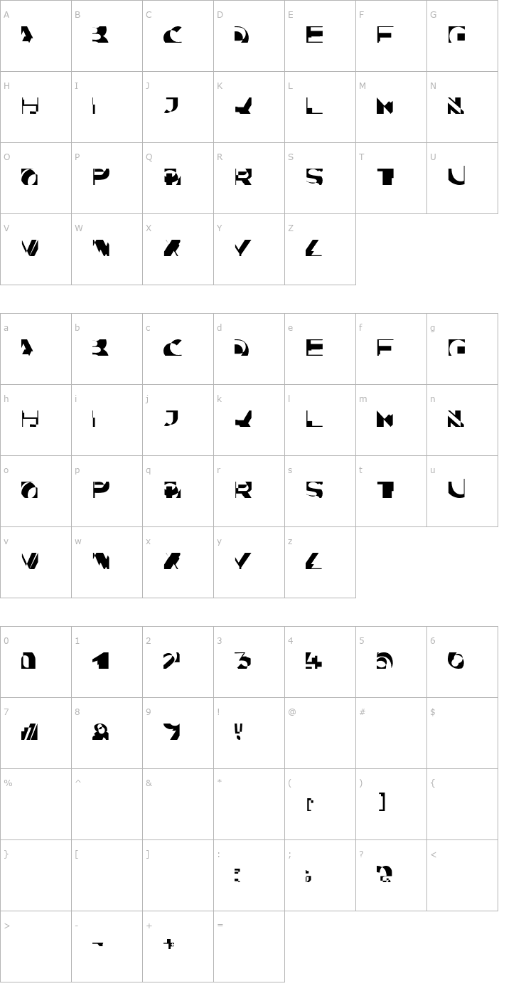 Character Map BizarreCaps Font