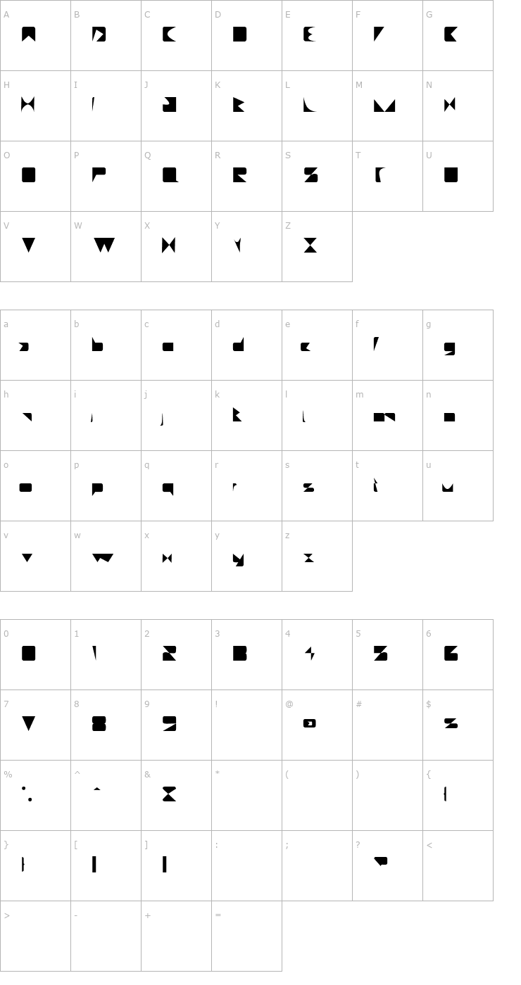Character Map BizarreLapped Font