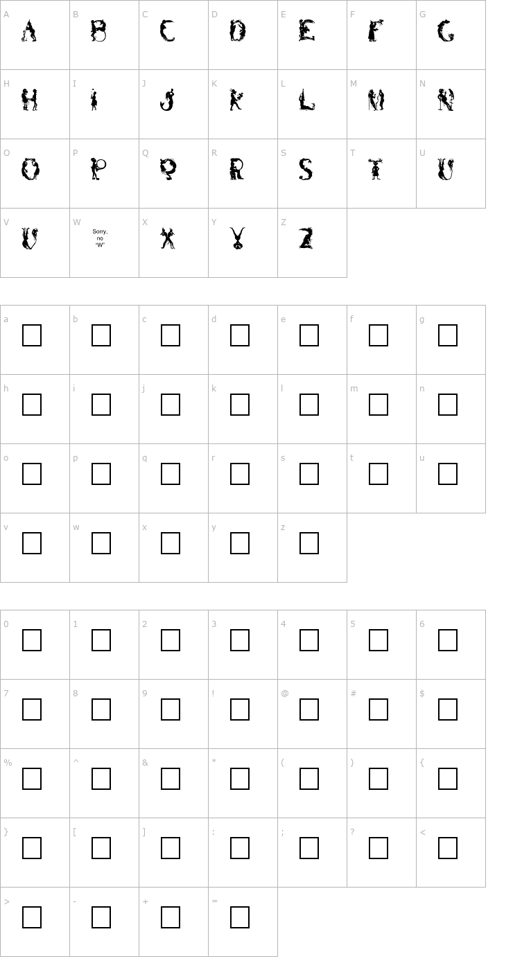 Character Map Bizarro Plain Font