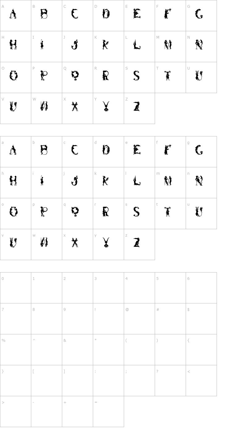 Character Map Bizarro Regular Font