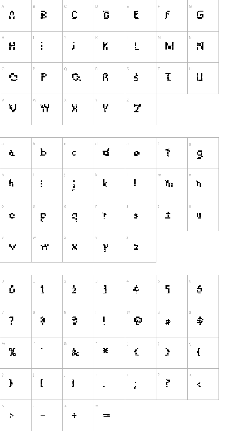 Character Map Bizu Font