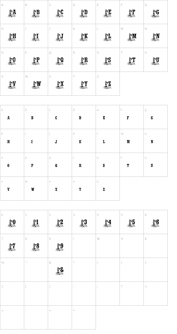 Character Map BJF Beacon of Light Font