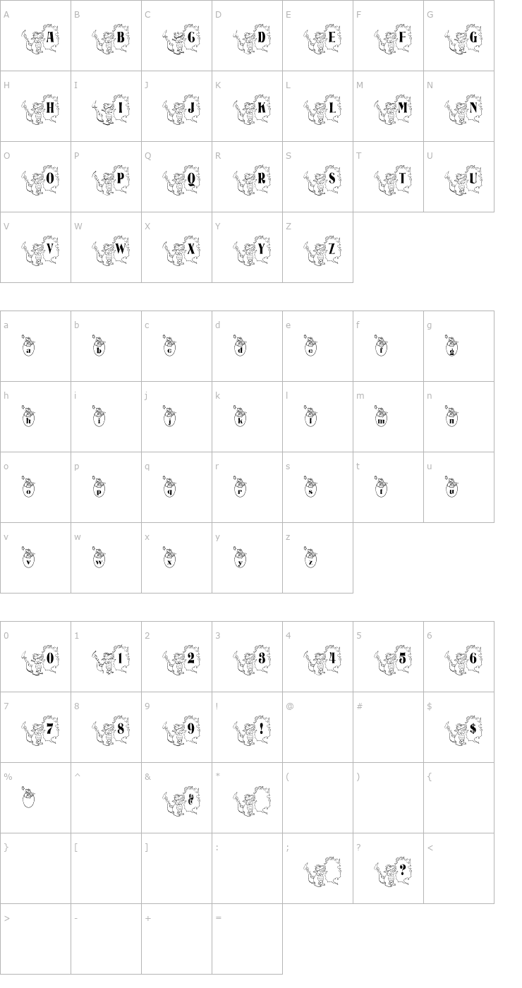 Character Map BJF Dragons Font