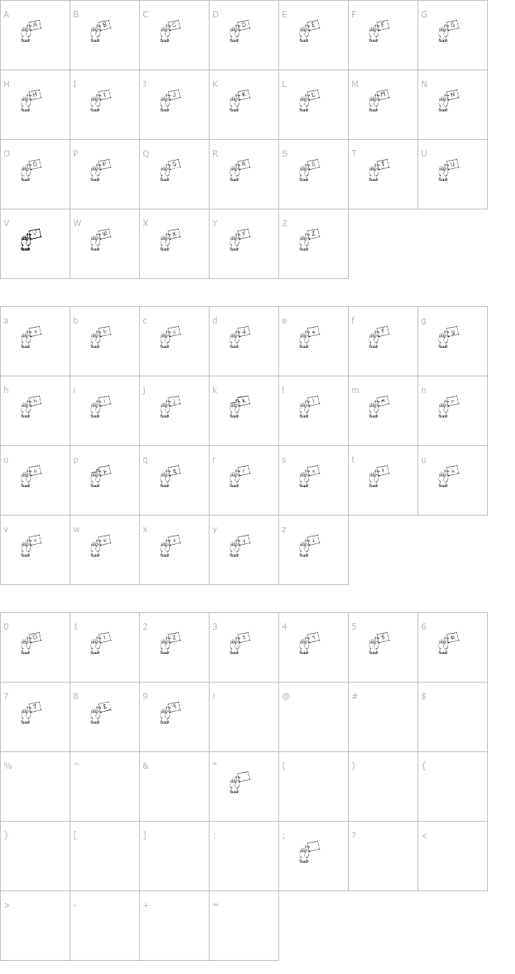 Character Map BJF Fingerprint Font