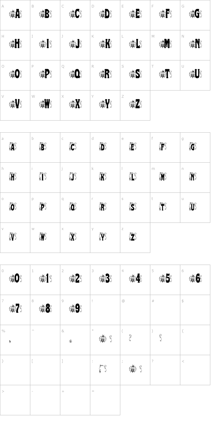 Character Map BJF Hunnybee Font