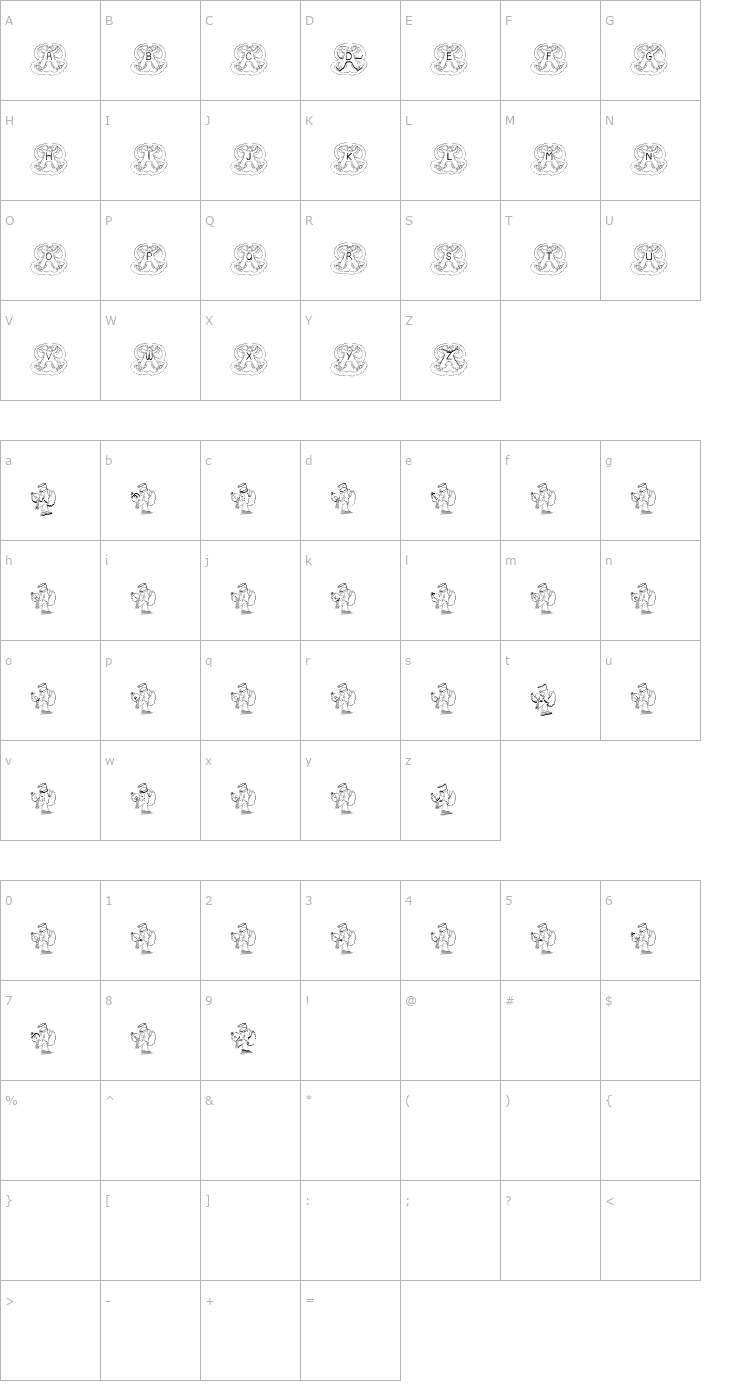 Character Map BJF Xmas Angels AH Font