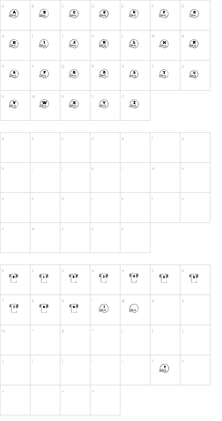 Character Map BJFootball Font