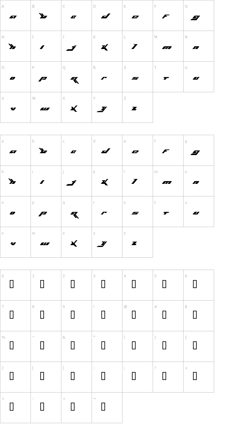 Character Map Bjork Font