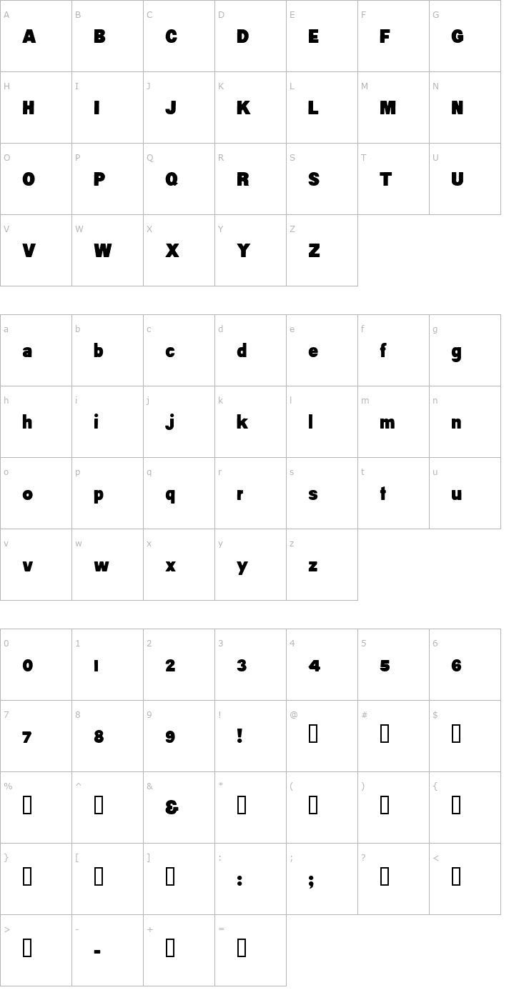 Character Map Black Gothic HPLHS Font