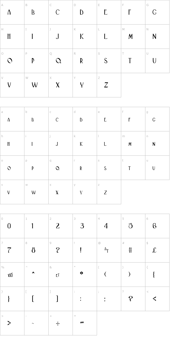 Character Map BLACK Regular Font