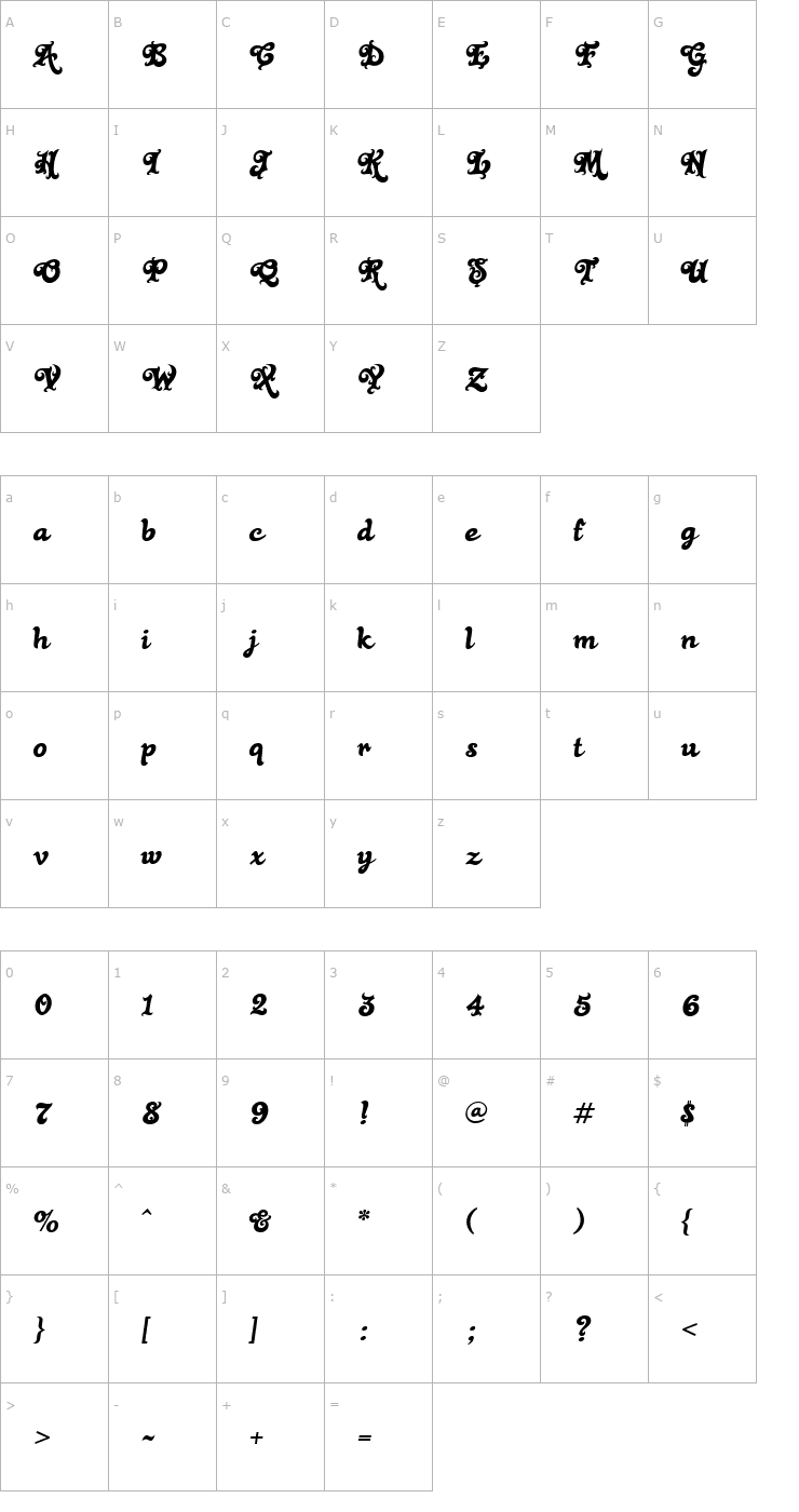 Character Map Black Rose Font