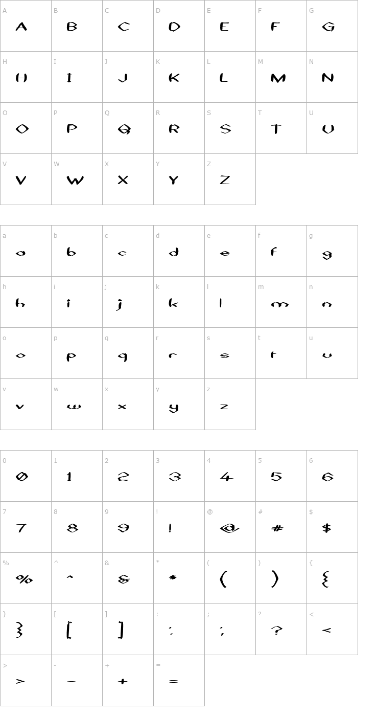 Character Map Black Sheaf Font