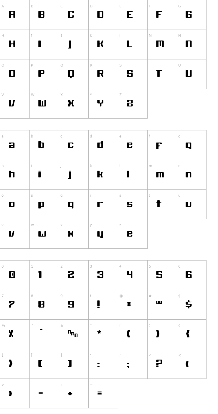 Character Map Black Wolf Font