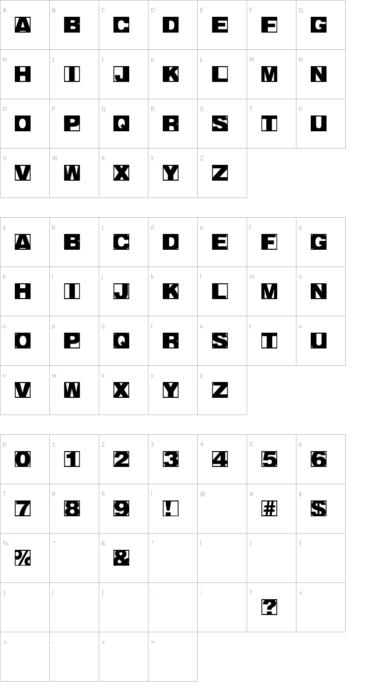 Character Map BlackBricksTWO Font