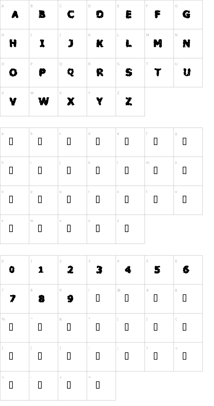 Character Map Blackfly Mambo Font