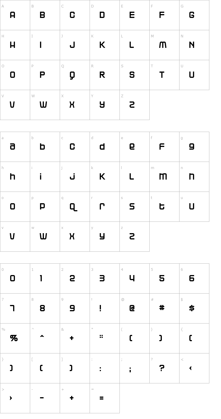 Character Map Blackjack Font