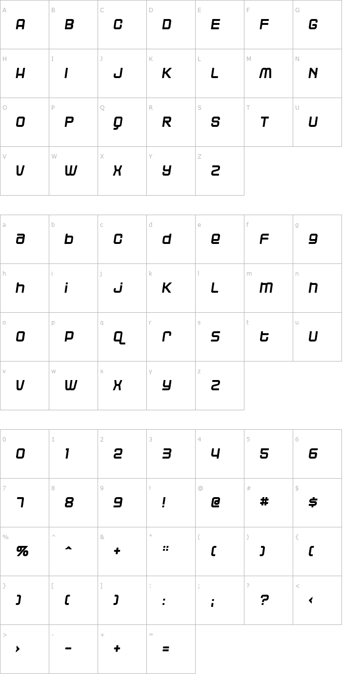 Character Map Blackjack Rollin Font