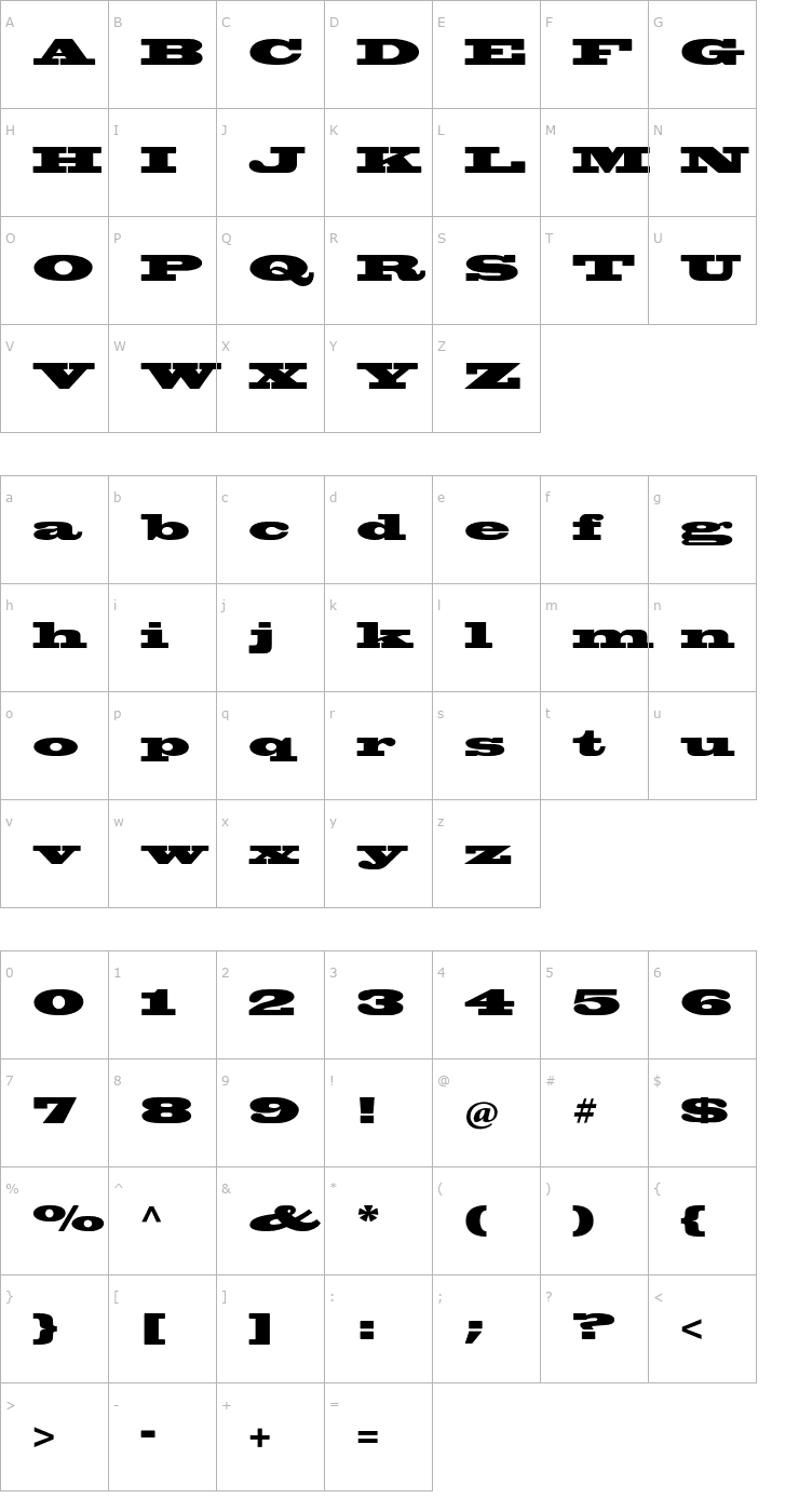 Character Map BlackoakStd Font