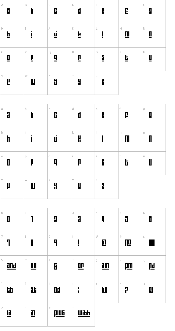 Character Map Blackout3-Light Font