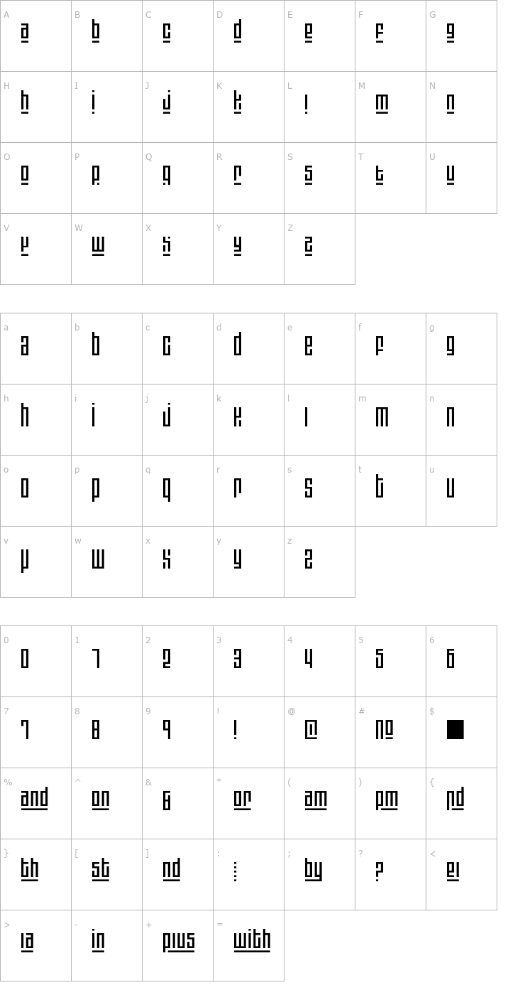 Character Map Blackout3plus1-ExtraLight Font