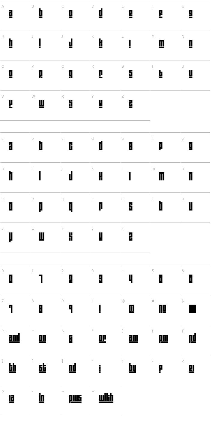 Character Map Blackout3plus1 Font