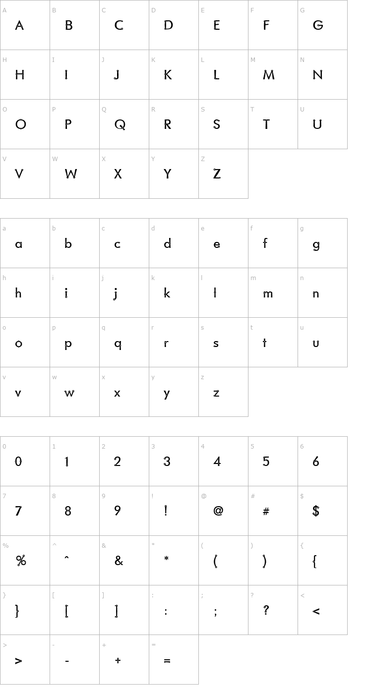 Character Map Blacksmith Delight Font