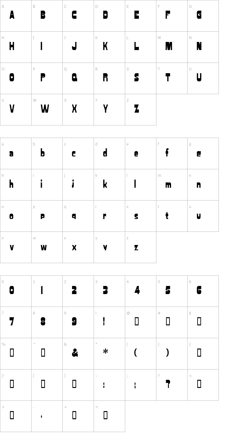 Character Map Blacktop Font