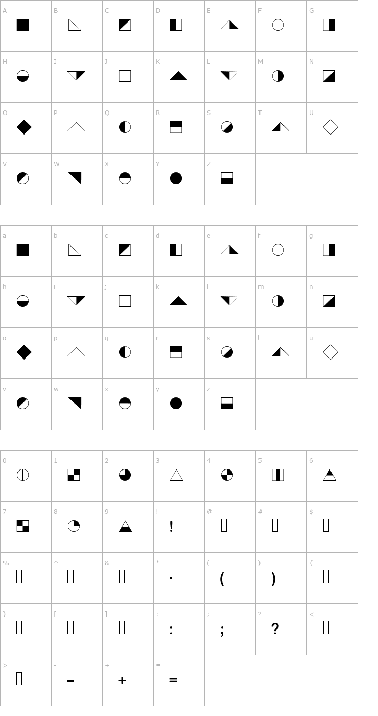 Character Map Blackwhite Font