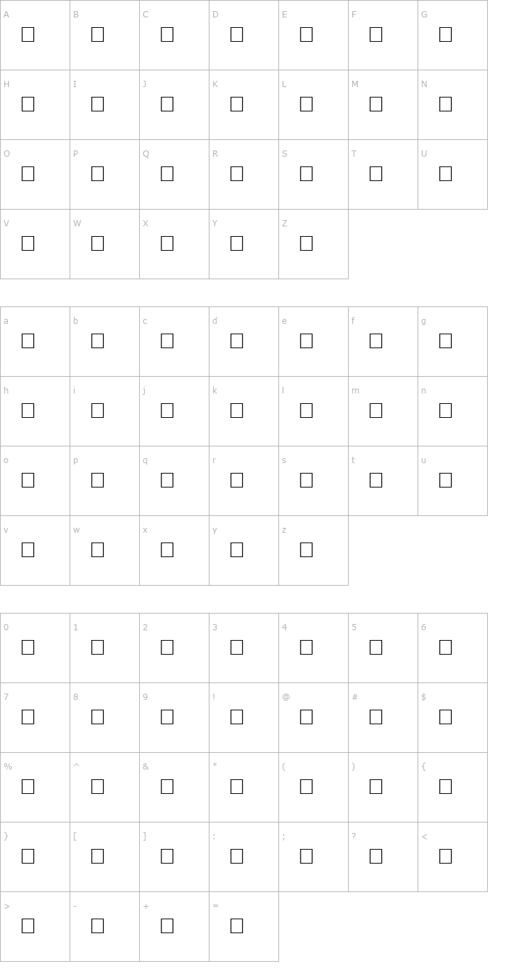 Character Map BLADE Regular Font