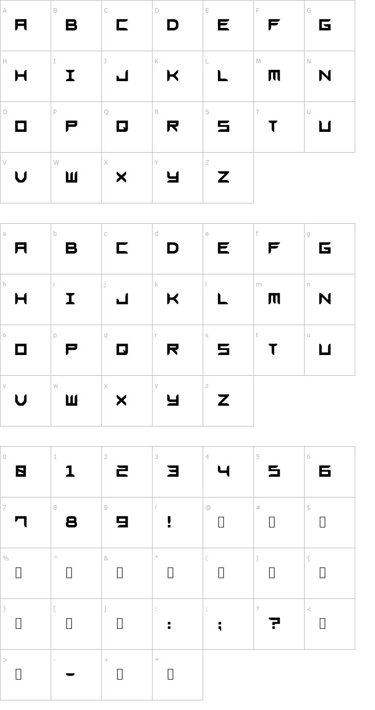 Character Map Blades GF Free Font