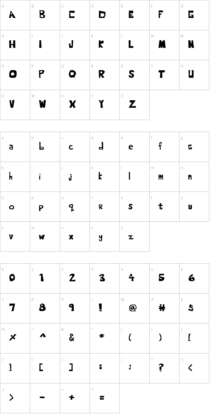 Character Map Blahh Font