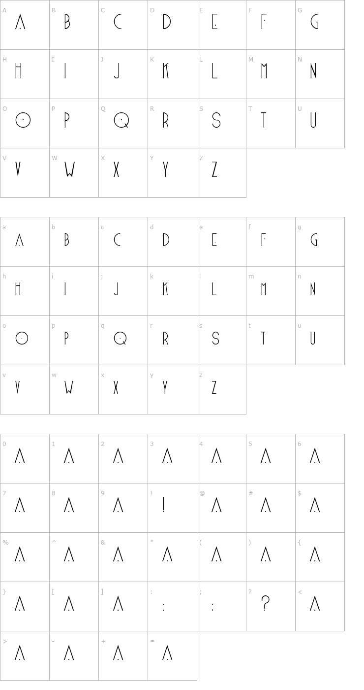 Character Map Blake Font