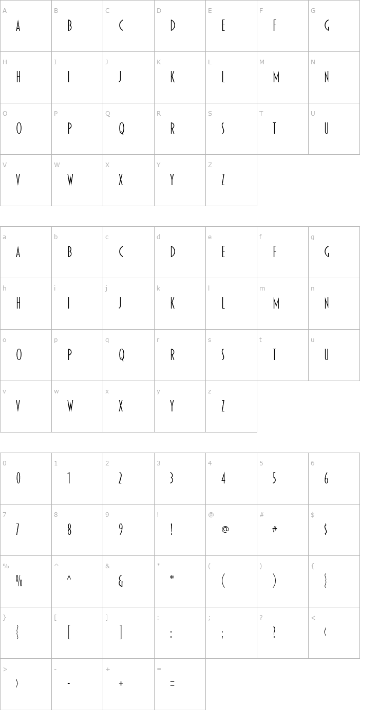 Character Map Blakely Light Font