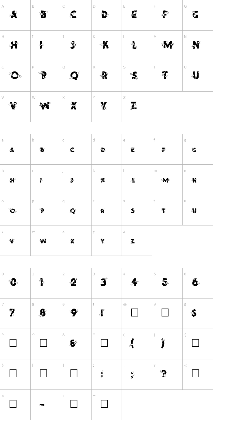 Character Map BLAST Font