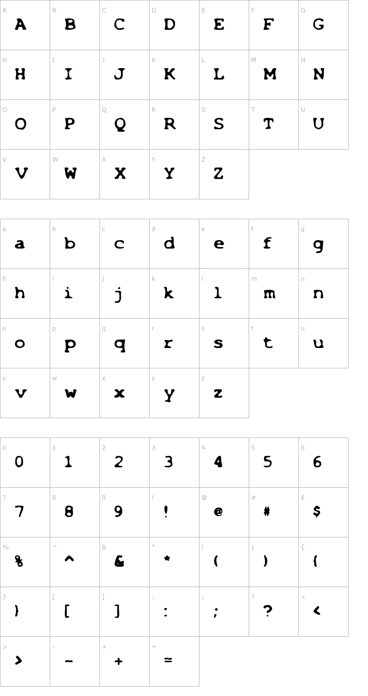 Character Map Bleached Bold Font