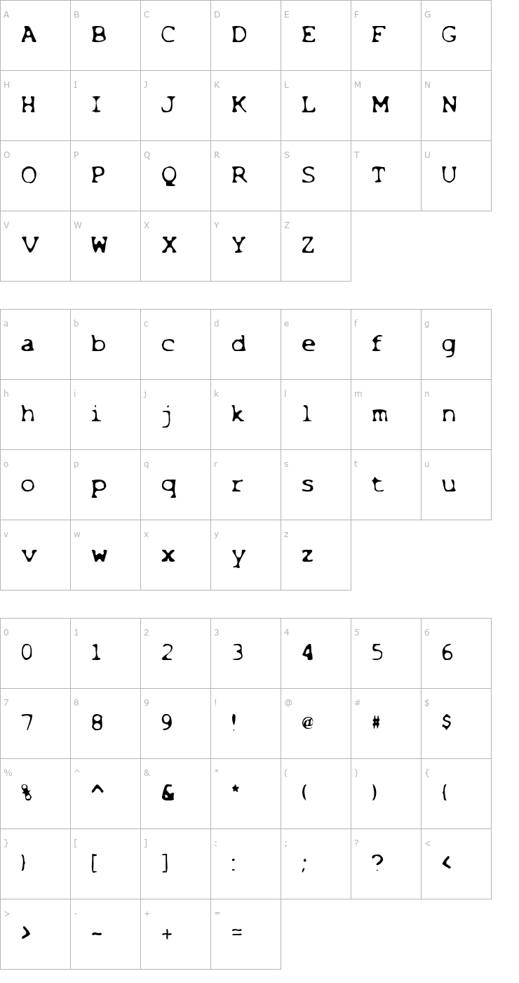 Character Map BleachedLight Font