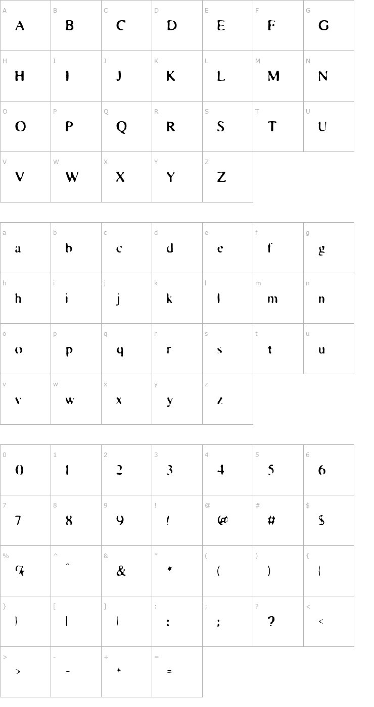 Character Map Blearex Font