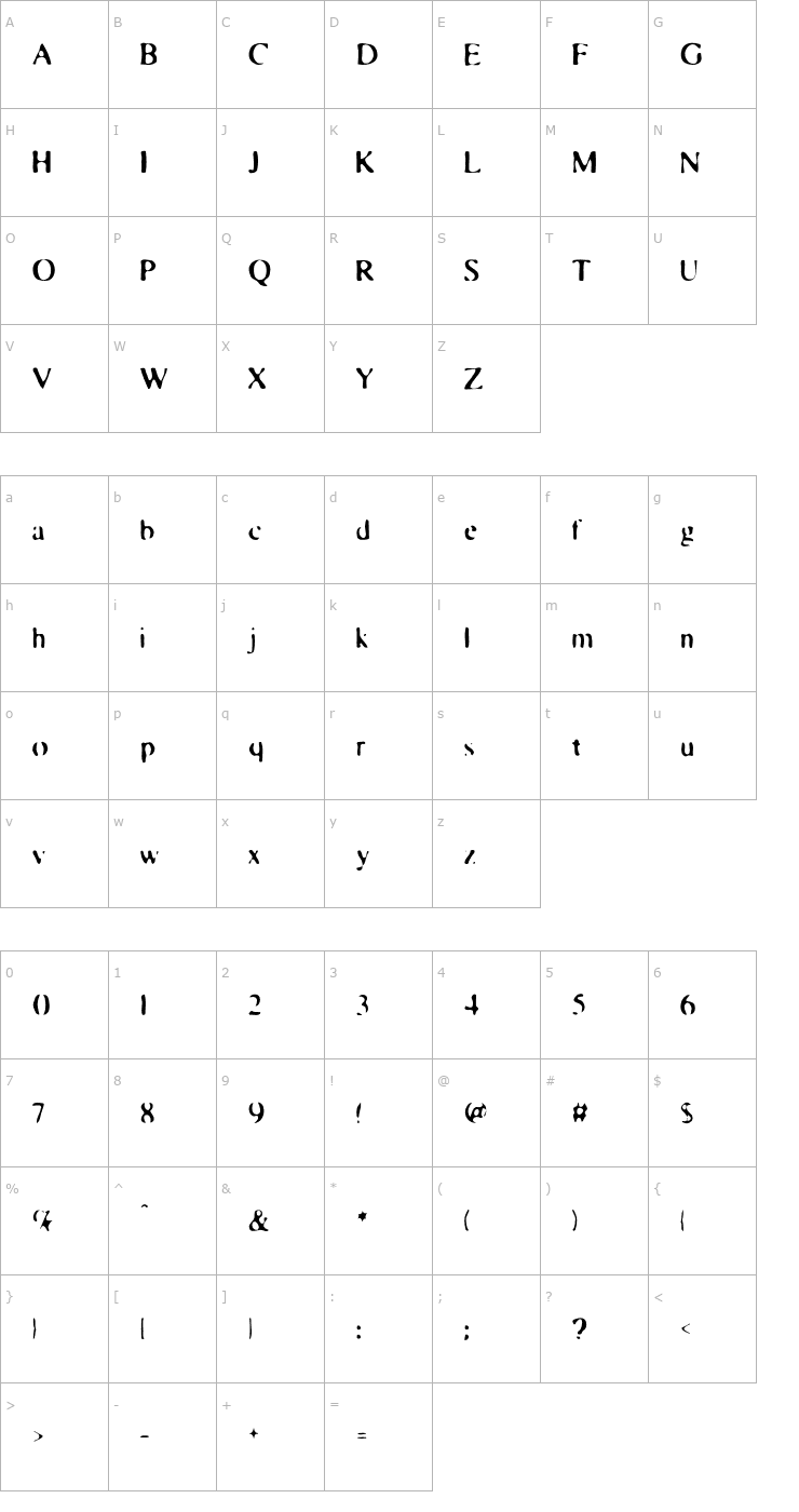 Character Map Blearex OTF Font